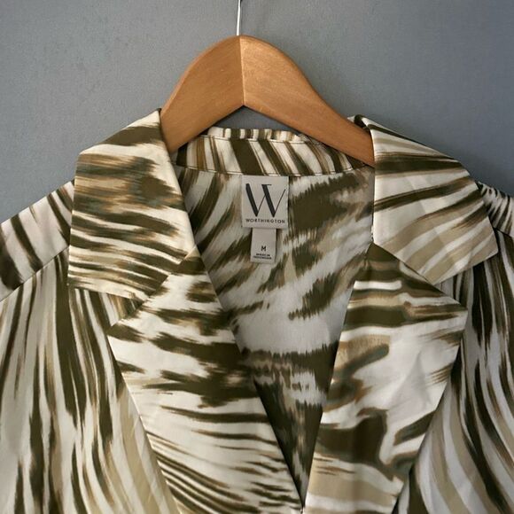 🎉5 for $45 🎉NWT Worthington Wrap Top Blouse Shirt Women Size M - Picture 2 of 5